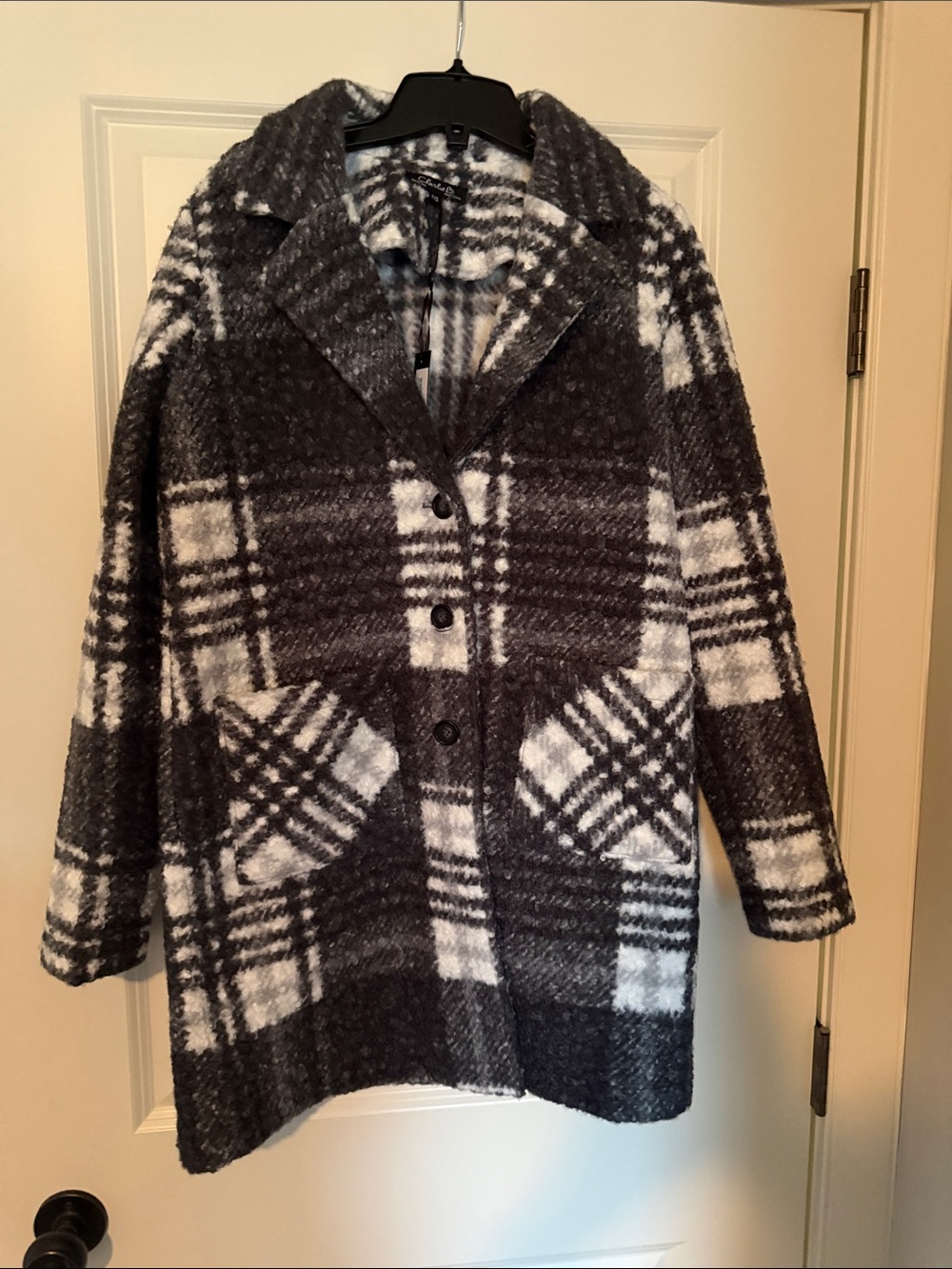 CHARLIE B Black and White Plaid Jacket